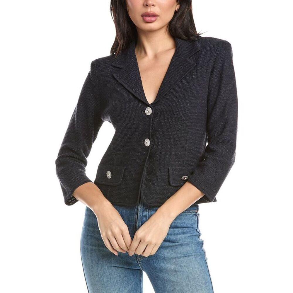 St. John Womens  Fitted Knit Jacket, Navy